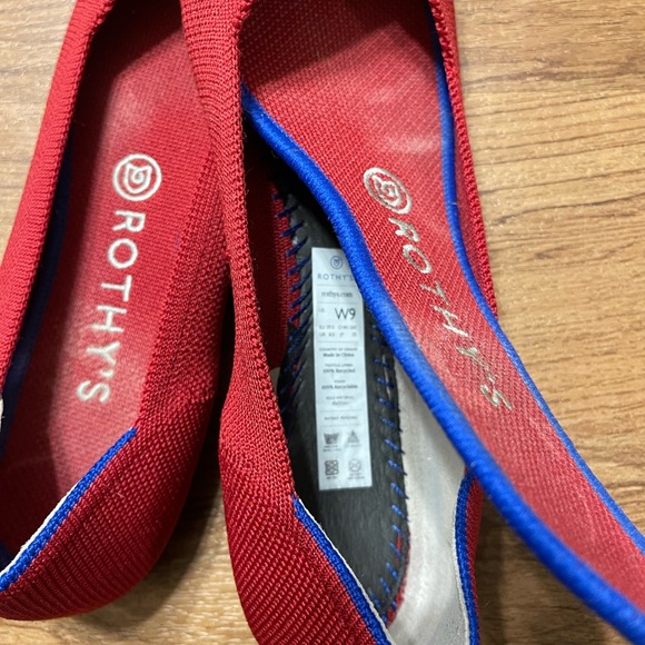 Rothy's Bright Red Textile The Point Ballet Flats Shoes Women’s US 9 EU 40 - Picture 5 of 5